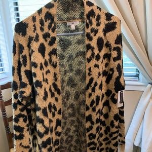 NWT BP Long Leopard Jacquard Cardigan size M